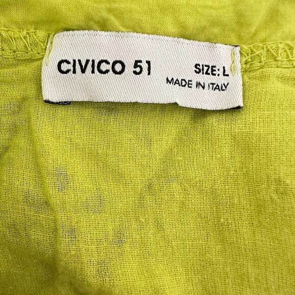 Civico 51 Eyelet Lace Lime Green Dress Size Large Made Italy Sleeveless Popover - Picture 5 of 7